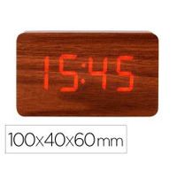reloj q-connect sobremesa digital acabado madera luz roja 100x40x60mm