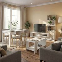pack muebles de salon snake mueble tv mesa de centro y mesa de comedor roble sonoma y nymphaea alba