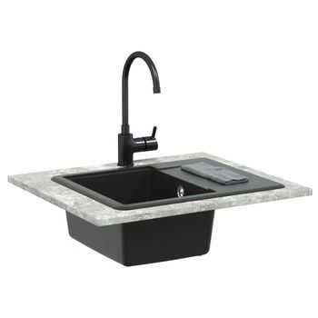 Lavabo De Baño Moderno | Lavabo Negro 560 X 460 Mm 80% Cuarzo Y 20% Resina