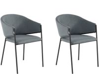 juego de 2 sillas de comedor tapizadas en tela gris