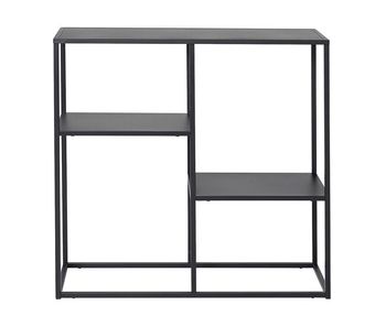 Mesa consola strömstad 3 estantes acero 80 x 80 x 26 cm - negro mate [en.casa]