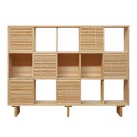 libreria en madera maciza natural 6 puertas 160 cm barnizado