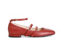 bailarina de piel con 3 hebillas bordeaux