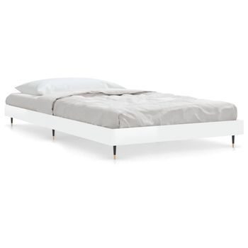 Estructura De Cama Madera De Ingeniería Blanco Brillo 90x190 Cm Vidaxl
