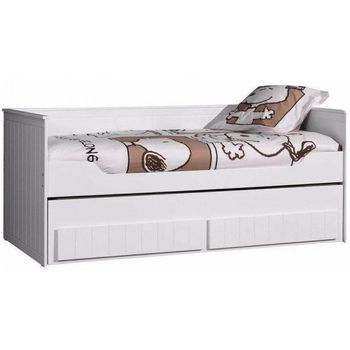 Sofá Cama Extraíble 90x200 Cm Con Base De Madera Lacada En Blanco Robin