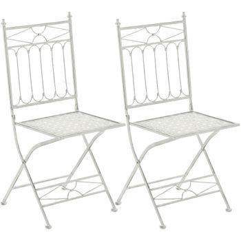 Set De 2 Sillas Plegables Asina Metal Blanco Antiguo 40x42x94 Cm Clp