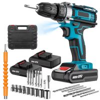 atornillador de impacto inalambrico 3 en 1 taladro manual juego de destornilladores electricos 32 ajustes de torque 2 velocidades 1350 rpm con 2 baterias