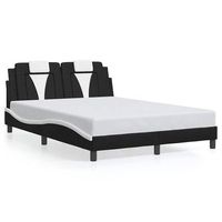 estructura de cama viana sin colchon cuero sintetico negro y blanco vidaxl