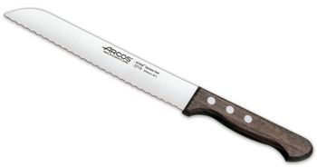 Cuchillo panero hoja serrada acero inoxidable de 200 mm mango marrón