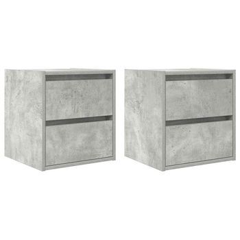 Mesillas De Noche De Pared 2 Unidades Gris Hormigón 38x34x40 Cm