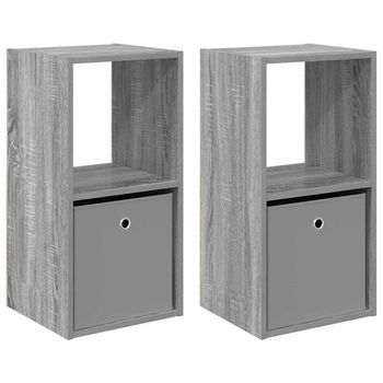 Pack 2 Uds Mesita De Noche | Armario De Noche | Mesa De Noche Con Cajón Gris Sonoma 35 X 32 X 68,5 Cm
