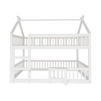 Litera 140x200cm Madera Maciza Con Escaleras Blanco