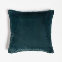 in home recycled polyester faux fur cushion - deep blue