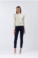 jersey de cuello redondo en mezcla de viscosa white