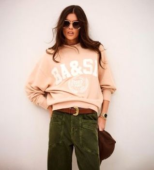 BA&SH para mujer. 1E26BENJ Sudadera Benjamin nude (36), Casual, Algodón