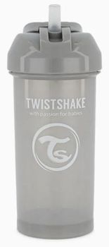 Twistshake Botella Pajita Straw Cup Gris Pastel +6m 360 ml