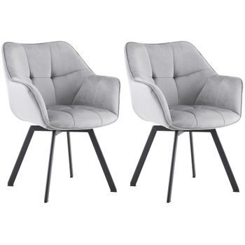 Lote De 2 Sillas De Comedor Jordi Terciopelo Gris Oscuro 59x60x81 Cm Clp