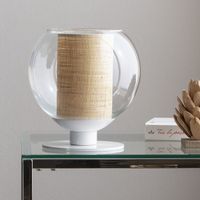 lampara de mesa bola rafia 25
