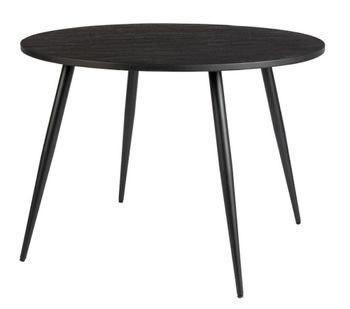 Mesa de comedor redonda de madera reciclada y acero negro