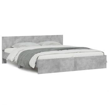 Cama Matrimonial | Cama Para Adultos | Estructura De Cama Con Cabecero Gris Hormigón 180x200 Cm