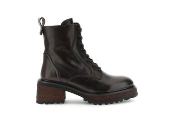 botines de piel con cordones y suela track dark brown