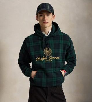Polo Ralph Lauren para hombre. 710B28746001 Sudadera con capucha de cuadros blackwatch (S), Casual, Multicolor, Algodón, Manga larga