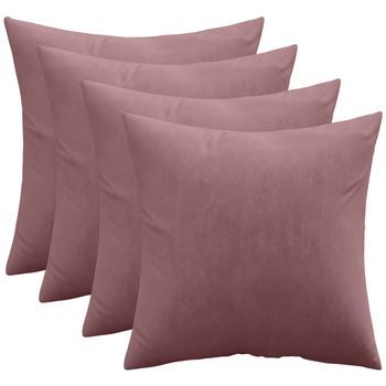 Pack De 4 Cojines De Terciopelo - Funda Y Relleno - Mesmal Rosa