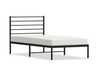 estructura de cama con cabecero metal negro 80x200 cm con cabecero