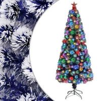 arbol de navidad con luces fibra optica blanco y azul 180 cm vidaxl