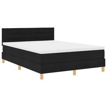 Cama Box Spring Led Con Tiras Led Negro 140 X 190 Cm Tela Vidaxl