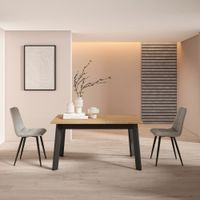 mesa comedor efecto madera roble y negro 140x90x75cm