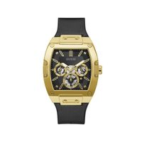 guess reloj hombre caja de acero pulsera genuine leather silicona de color negro resistente al agua 5 atm gw0202g1