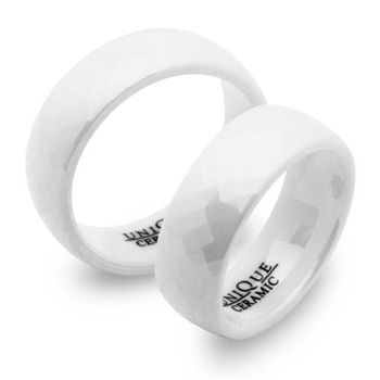 Alianzas de cerámica blanca grabado láser 7,5mm