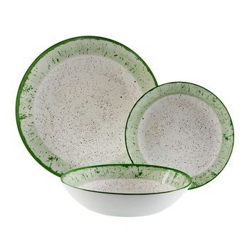 Vajilla Porcelana Tela Verde 18 Piezas Versa