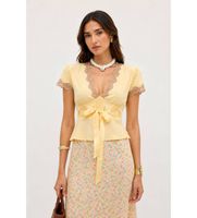 rixo para mujer 0300613622607923 blusa daniela amarillo m casual seda manga corta