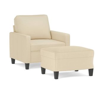 Vidaxl sillón con taburete tela crema 60 cm