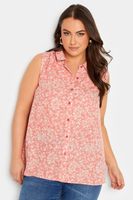 yours camisa sin mangas rosa de flores mujer curvy y tallas grandes yours