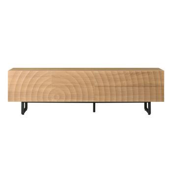 Mueble Tv De 180 Cm Efecto Madera Con Frentes Ondulados, 2 Puertas Y 2 Cajones