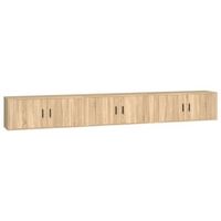 muebles para tv  mueble de salon  gabinete de tv de pared 3 uds roble sonoma 100x345x40 cm