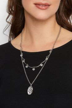 Collar Plateado Doble Altura Discos