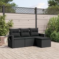 conjunto de sofas jardin 4 uds  mueble jardin mesa y sillas con cojines ratan sintetico negro cfw322577