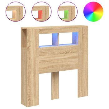 Cabecero Led Madera Ingeniería Roble Sonoma 100x18,5x103,5 Cm Vidaxl