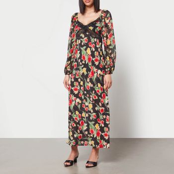 Rixo Thaleena Floral-Print Woven Midi Dress - UK 8