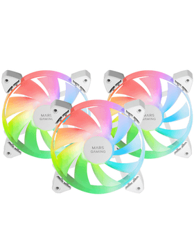 KIT 3xVENTILADOR INTERNO ARGB MARS GAMING MF-3A KIT BLANCO 12x12cm ARGB RAINBOW