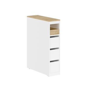 Sobuy Mueble Auxiliar De Baño Blanco Con 4 Ruedas Y 3 Cajones, Carga 40 Kg