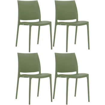 Set De 4 Sillas Apilables Maya Plástico Oliva 50x44x81 Cm Clp