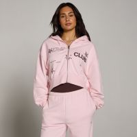 sudadera con capucha y cremallera ligera con estampado move club para mujer de mp - rosa - xl