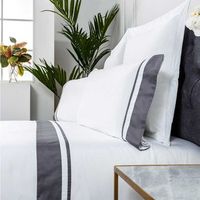 juego de sabanas saten algodon egipcio 300 blanco gris  cama 105