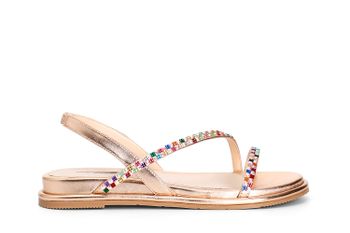sandalias asimétricas multistrass champagne