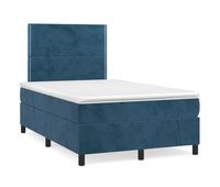 cama box spring con colchon terciopelo azul oscuro 120x200 cm liso con clavos